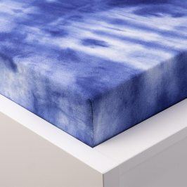 Hermann Cotton batikované napínací prostěradlo froté modré 90 - 100 x 200 cm
