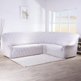 Fiore decoDoma napínací potahy na rohovou sedačku multielastický CASTELO šedobílé na rohovou sedací soupravu 350 - 530 cm