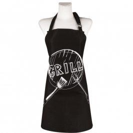 Bavlněná kuchyňská zástěra Grill černá