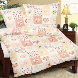 Krepové povlečení Love oranžové 140x200 jednolůžko - standard Krep
