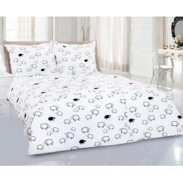 Krepové povlečení Sheep bílé 140x220 jednolůžko - prodloužené Krep