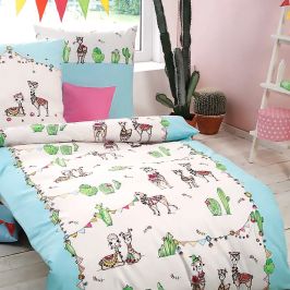 Flanelové povlečení Lama Party 140x200 jednolůžko - standard Flanel