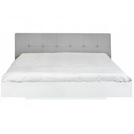 Postel Tiago 160x200 cm, kožené čelo, bílá/šedá 9500.759550 Porto Deco