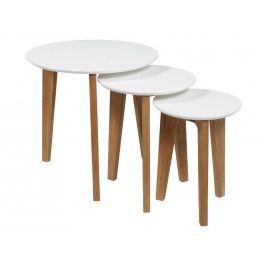 Set konferenčních stolků Alvin, bílá/dub SCHDN0000049335 SCANDI